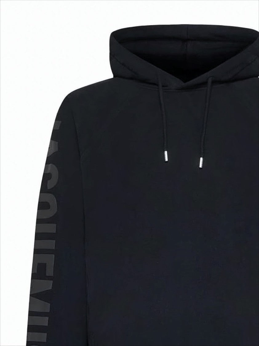 Jacquemus Minimalist Black Hoodie With Tonal Logo Detail