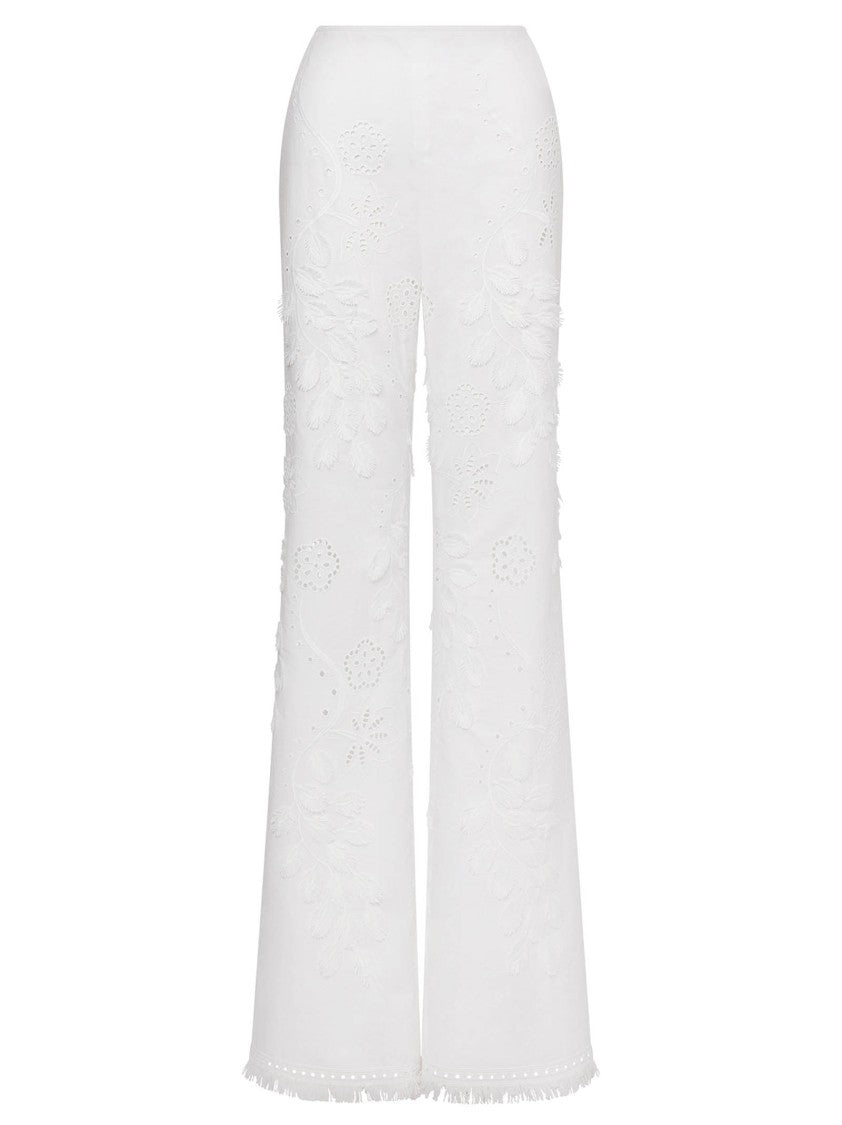 Alberta Ferretti Wide-Leg Trousers With Floral Embroidery