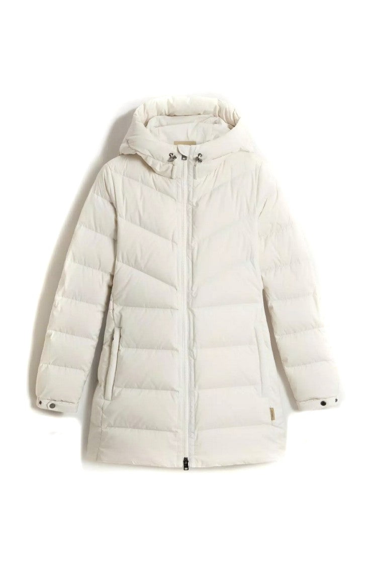 Woolrich White Quilted Welt Pocket Polyester Down Coat