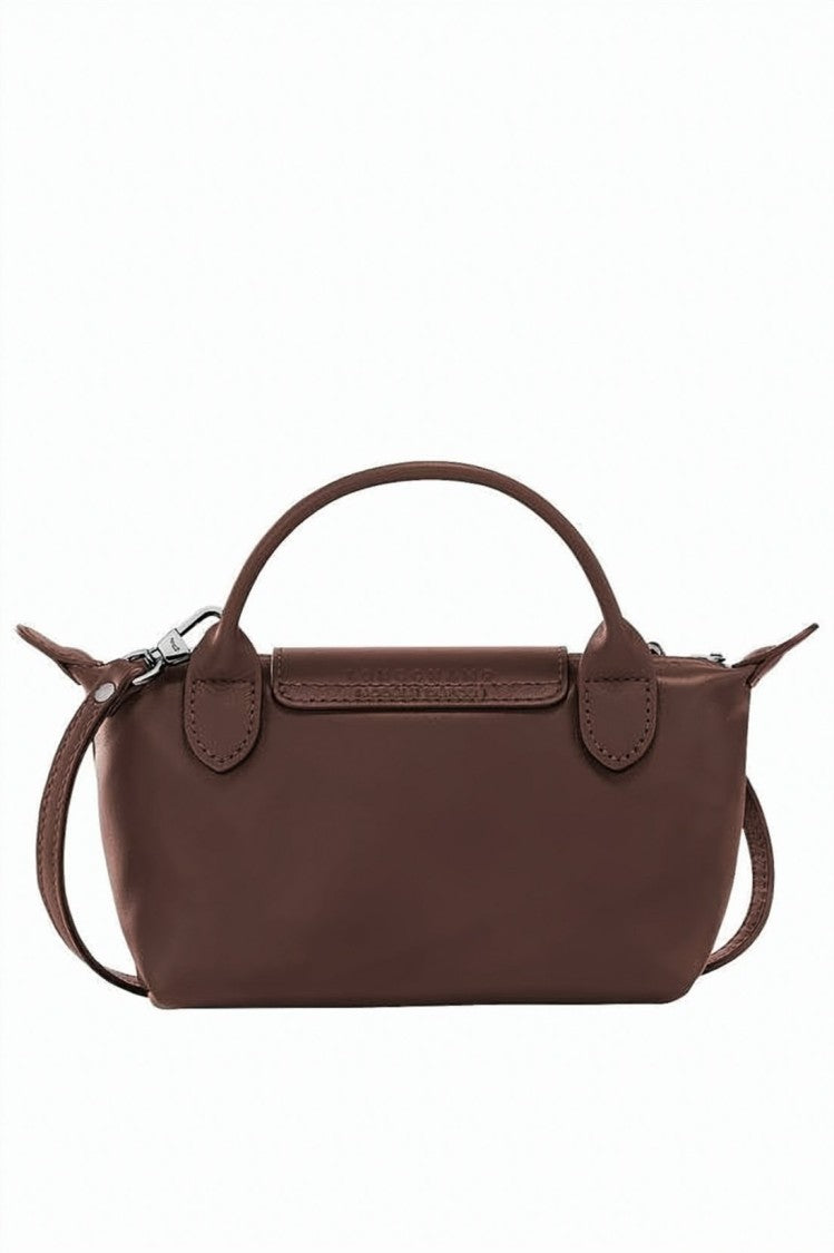 Longchamp Rectangular Leather Pouch With Top Handle