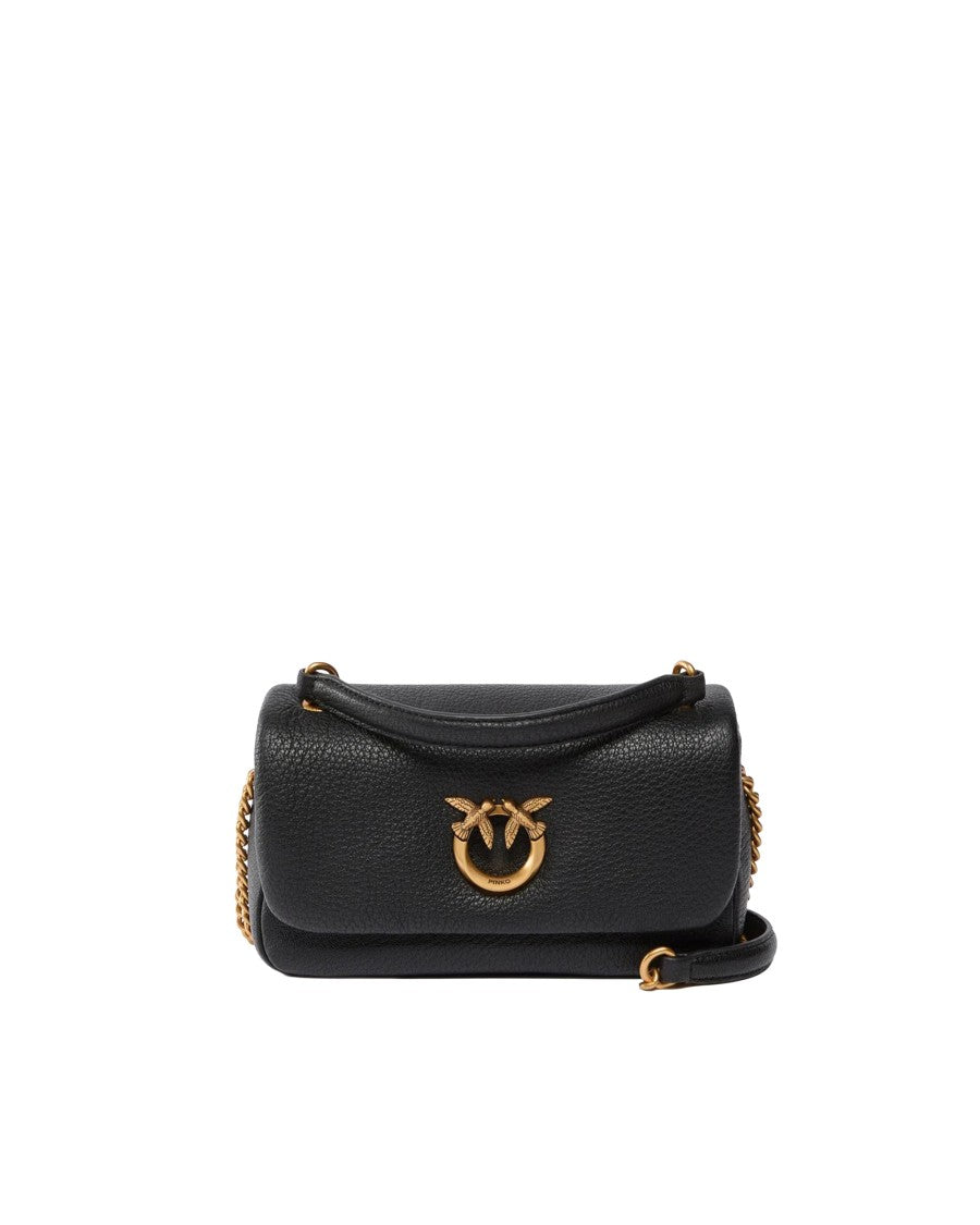 Pinko Black Mini Love Click Soft Horizontal Leather Shoulder Bag