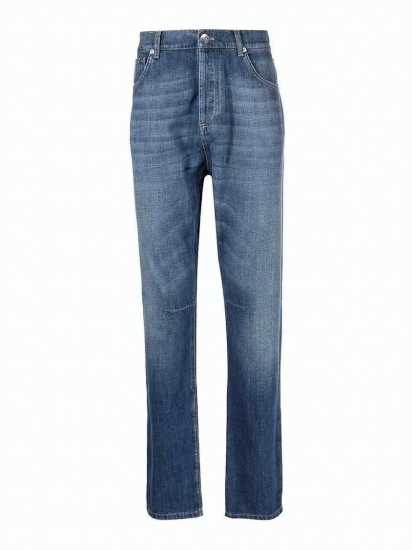 Brunello Cucinelli Medium Wash Straight-Leg Denim Pants