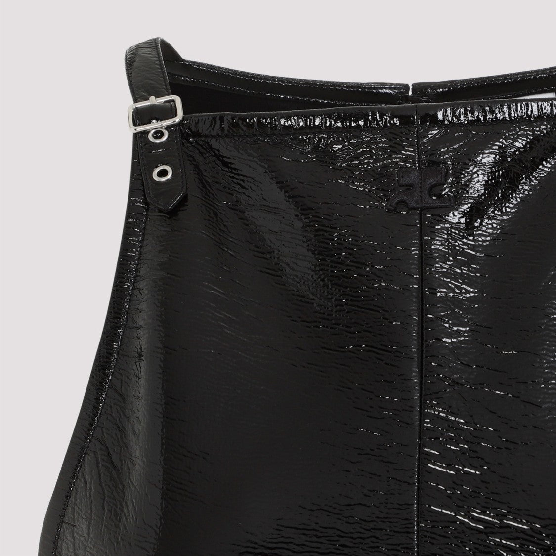 Courrèges Slash Buckle Vinyl Black Cotton Dress