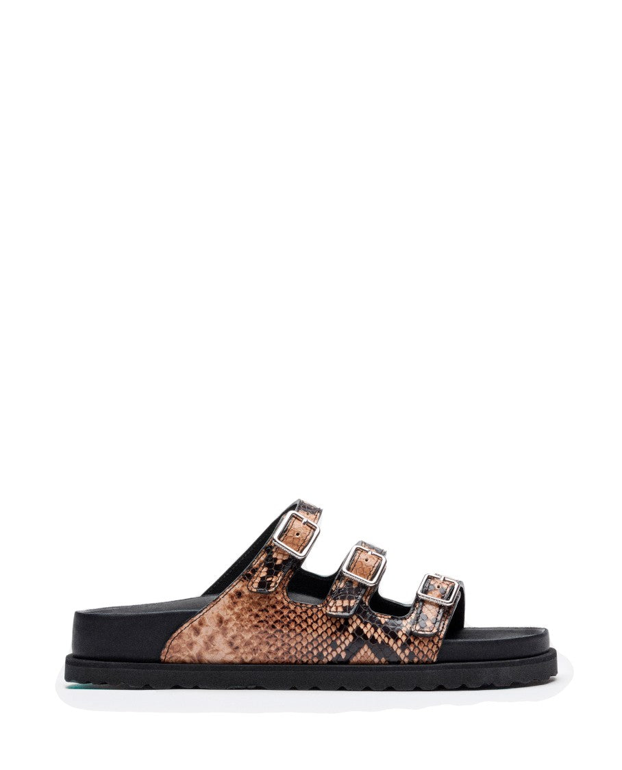 Birkenstock Florida Snake Leather Sandals With Adjustable Straps