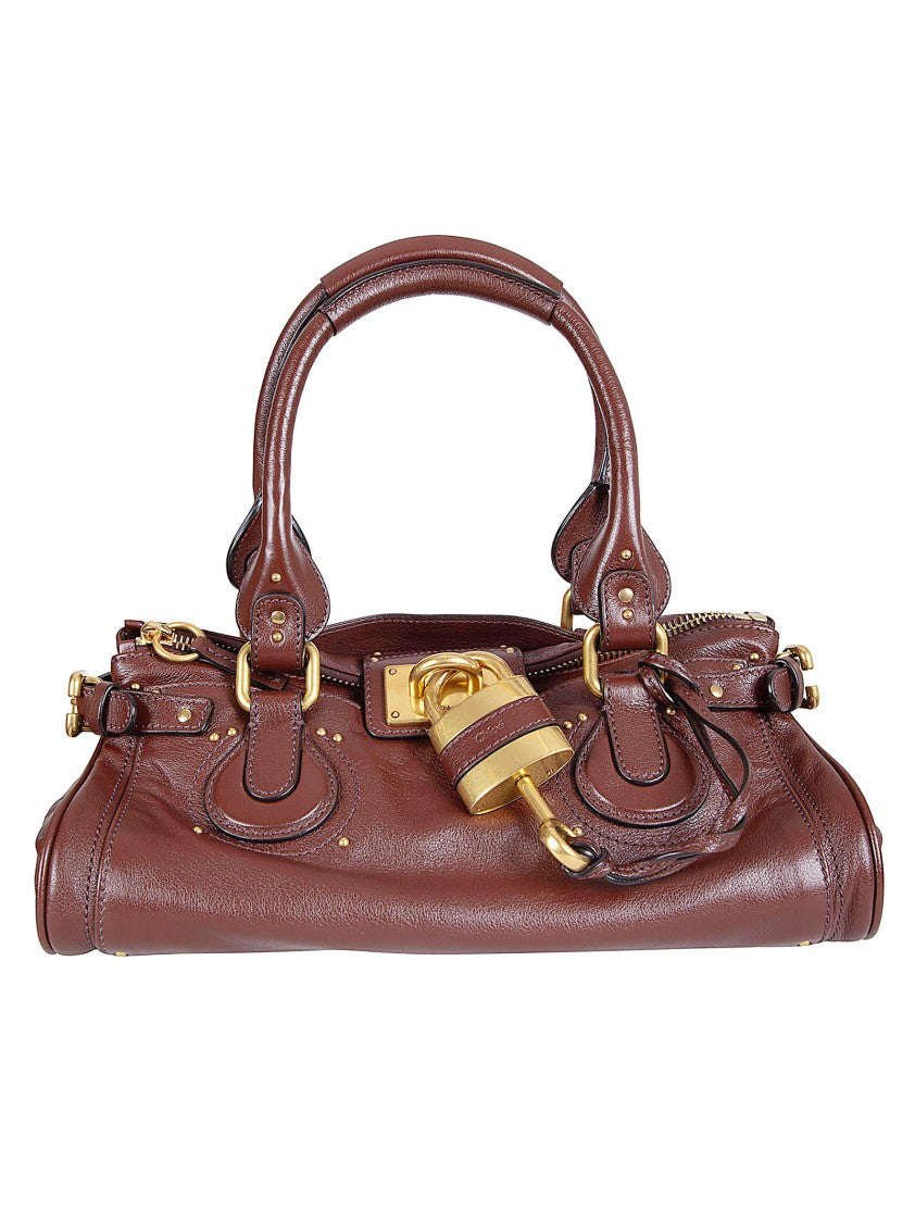 Chloé Structured Smooth Leather Handbag With Gold-Tone Hardware And Multiple Pockets