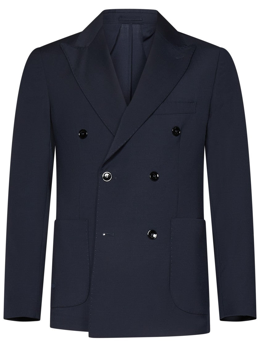 Michael Coal Navy Wool Blend Double-Breasted Blazer