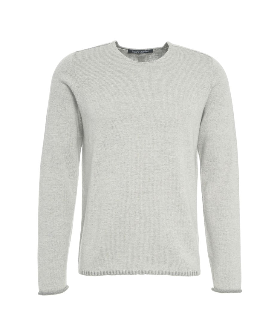 Hannes Roether Round Neck Knit Sweater With Fine Ribbed Hems