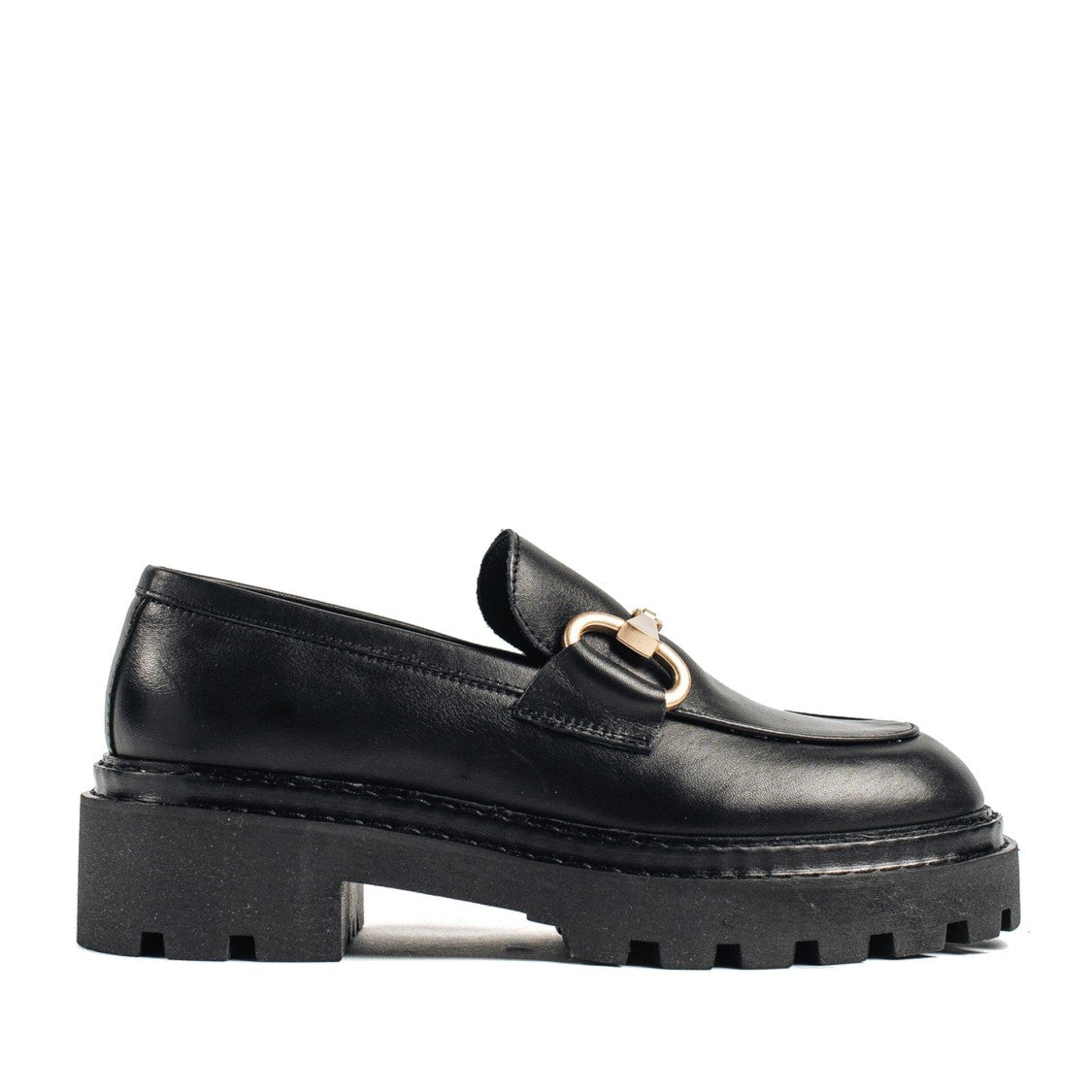 Vamsko Bea Black Metallic Horsebit Leather Loafers