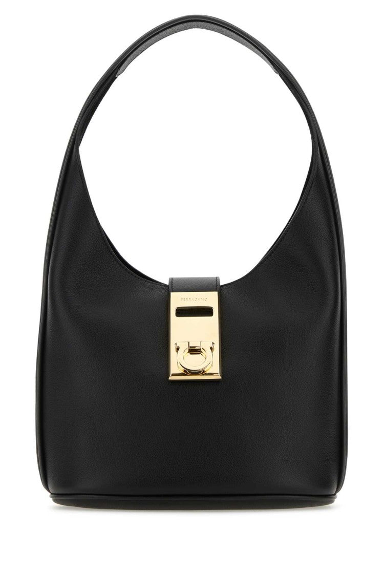 Salvatore Ferragamo Black Leather Medium Hobo Handbag