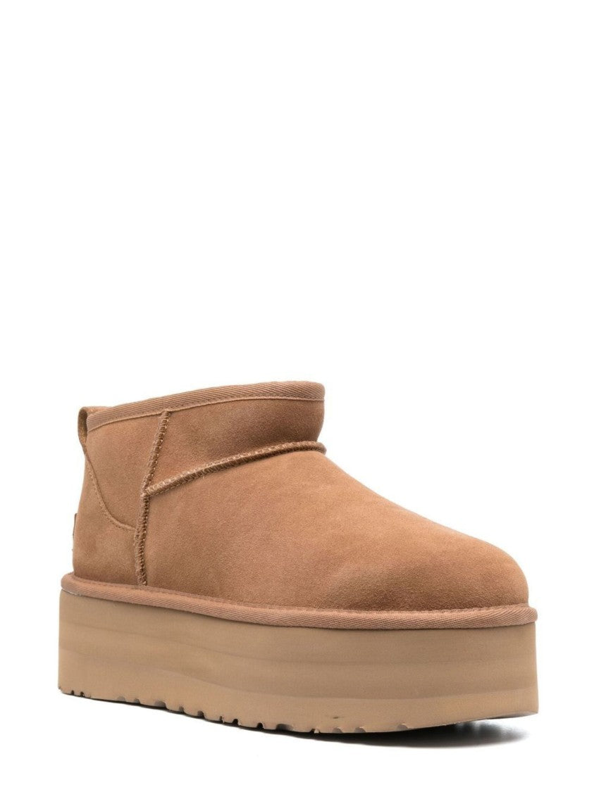 Ugg Brown Low Ankle Plush Lined Platform Boots