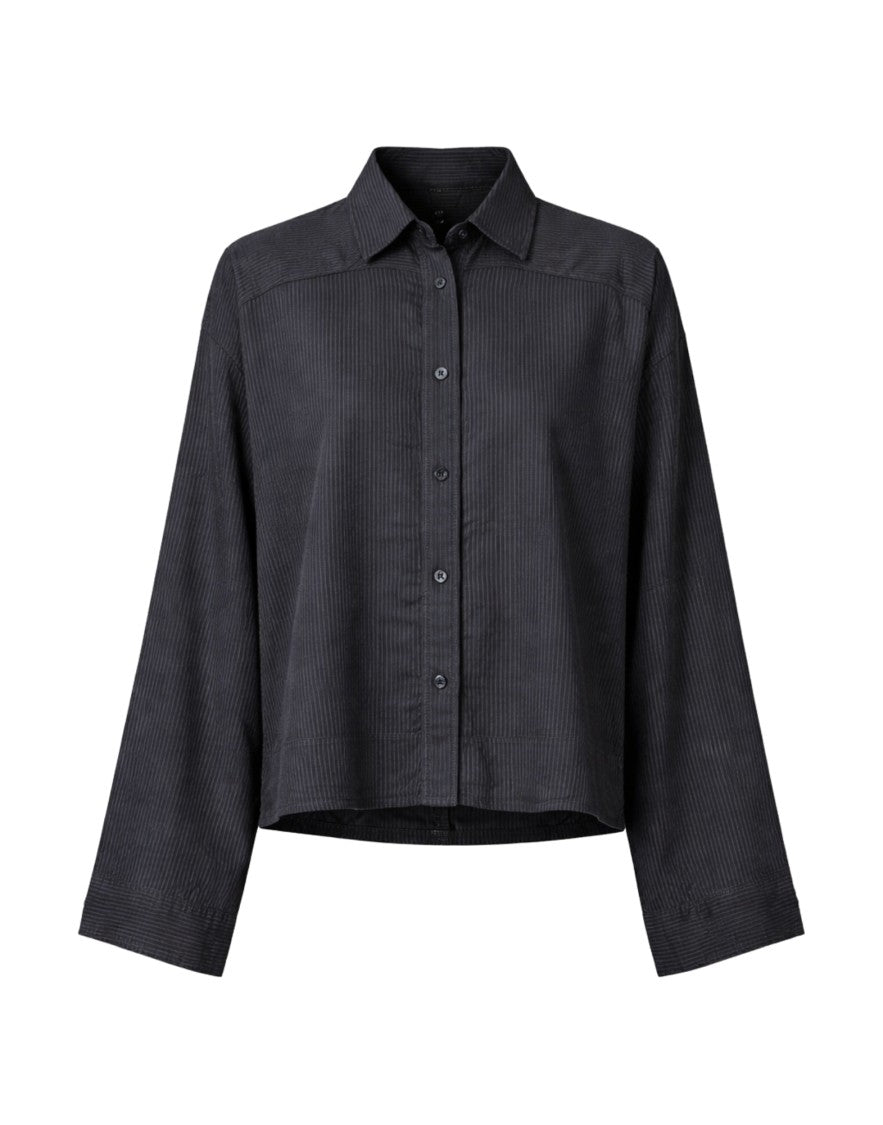 Transit Women’S Oversize Shirt In Cotton Linen Stripe Anthracite