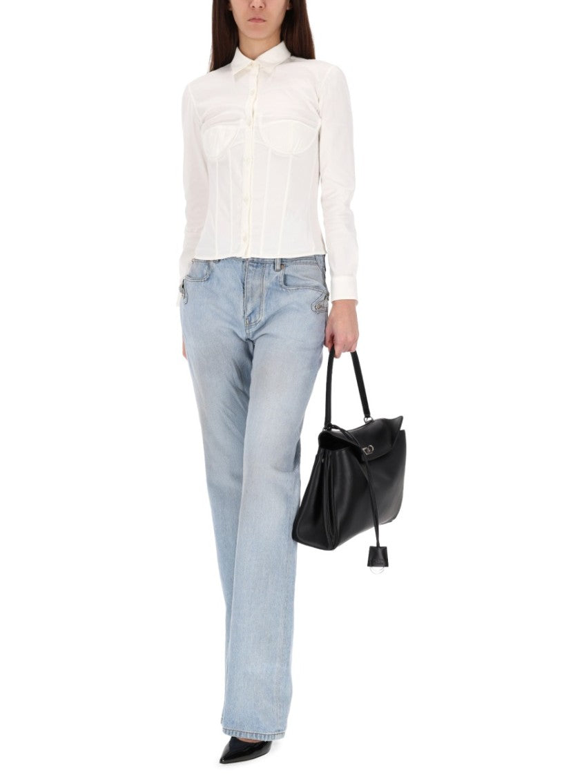 Balenciaga City Light-Wash Denim Straight-Leg Pants