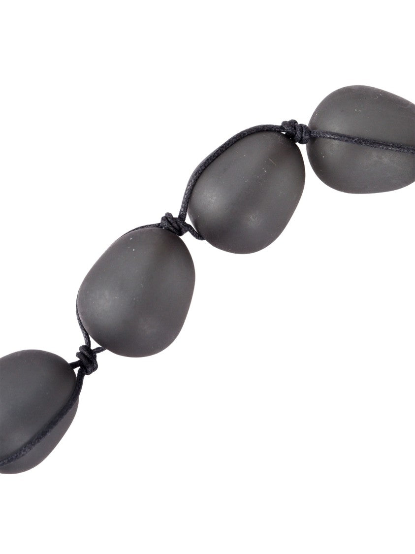 Emporio Armani Matte Black Resin Bead Necklace