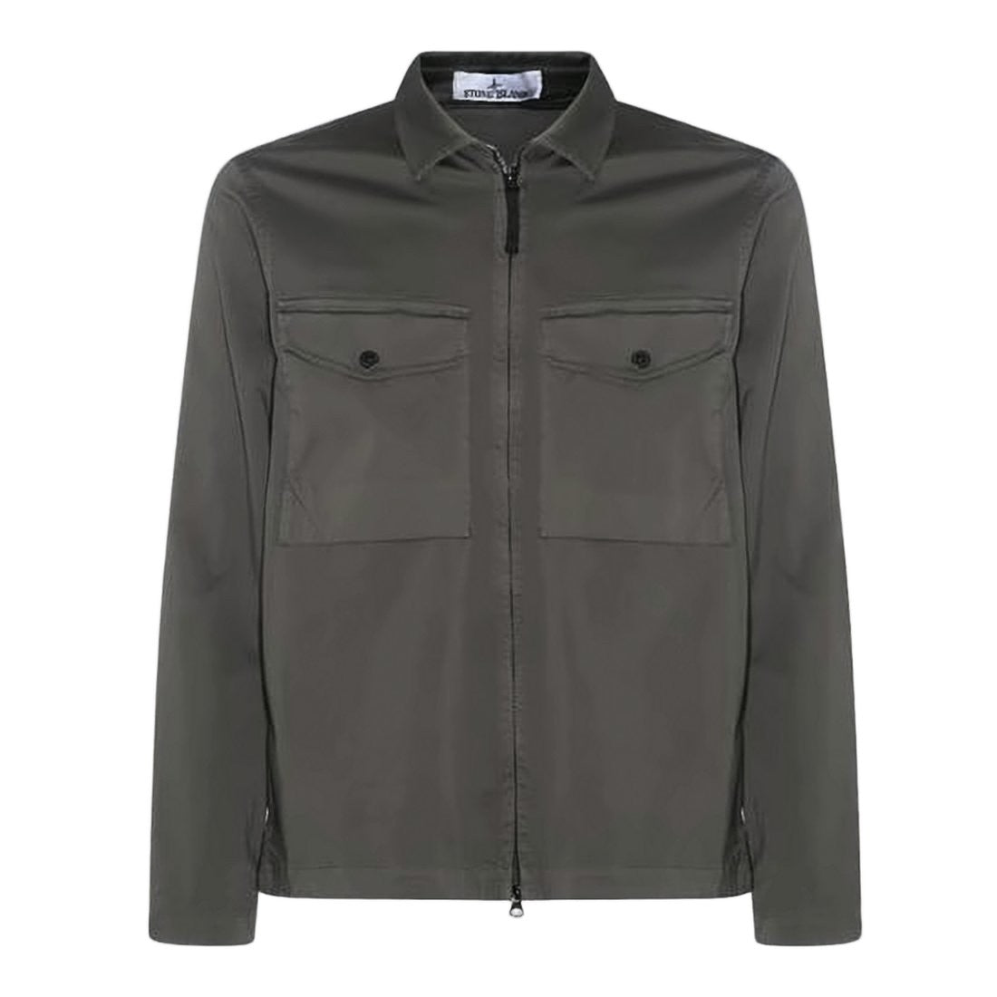 Stone Island Minimalist Grey Jacket With Front Zip Closure