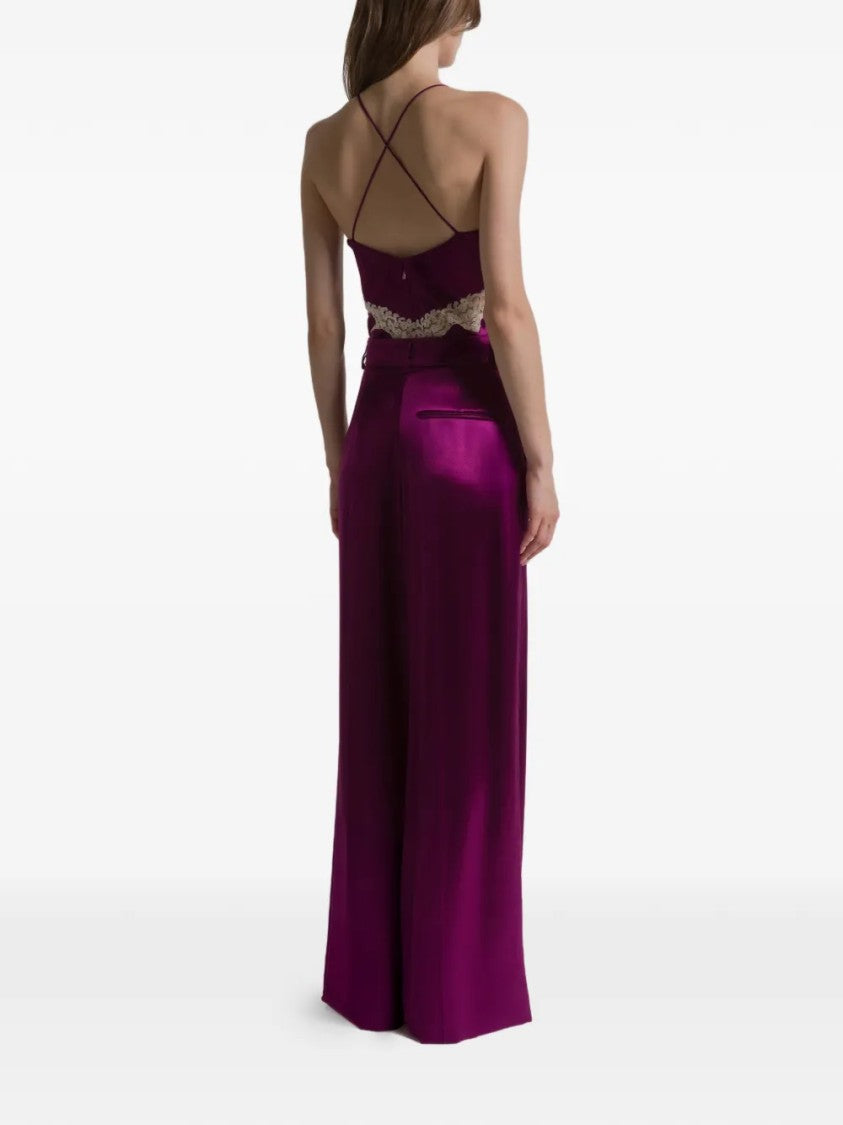 Alberta Ferretti Wide-Leg High-Waist Pants With Front Pleats