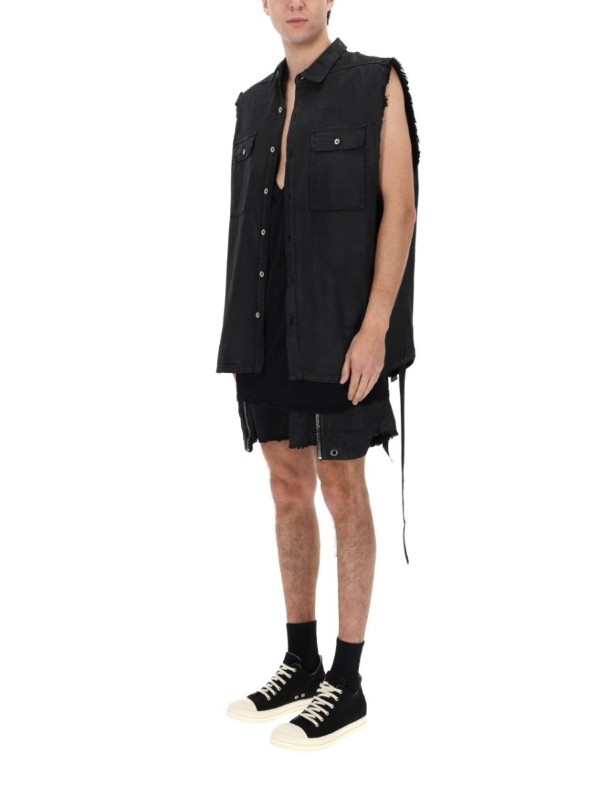 Drkshdw By Rick Owens Sl Tommy Jumbo Oversized Frayed Cotton Jacket