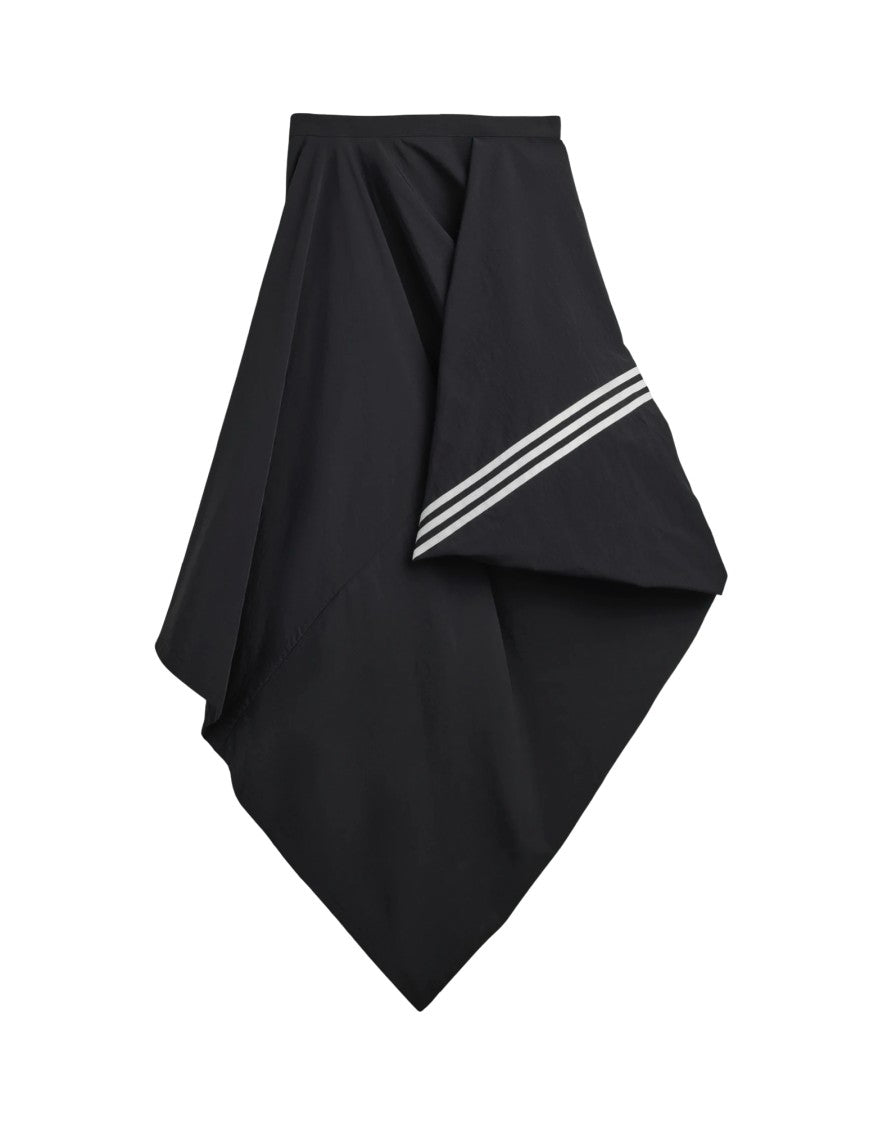 Y-3 Asymmetrical Black Midi Skirt With Triple Stripe Accents