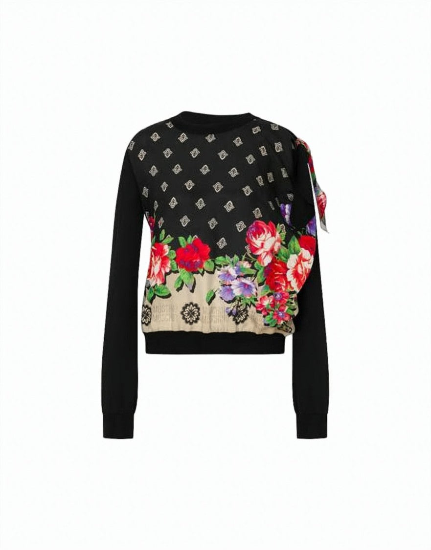 Moschino Beige Floral Patterned Moschino Sweater With Bow Detail