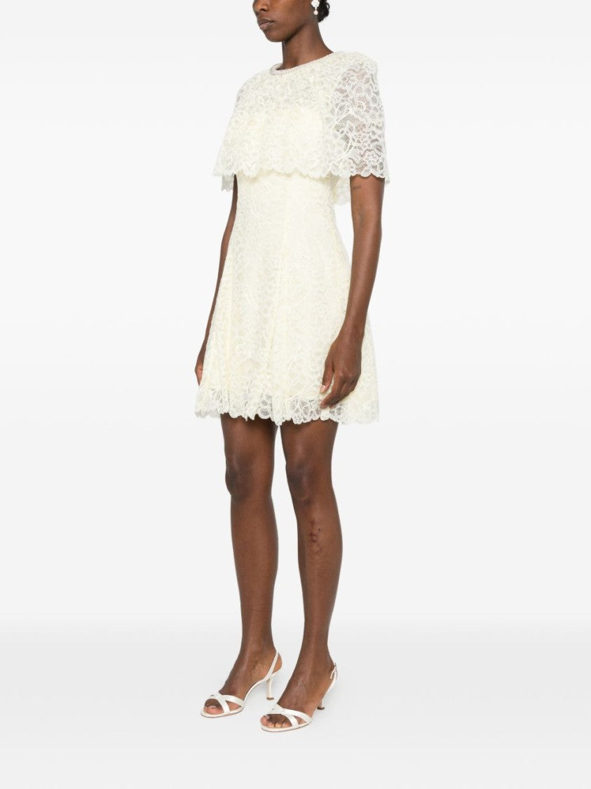 Self-Portrait Delicate Lace Scalloped Mini Dress