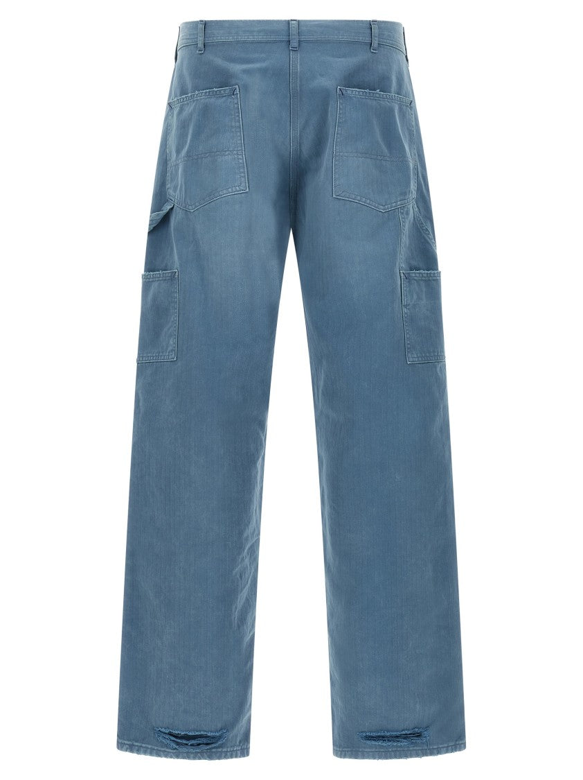 Maison Margiela Herringbone Pattern Denim Jeans With Modern Finish