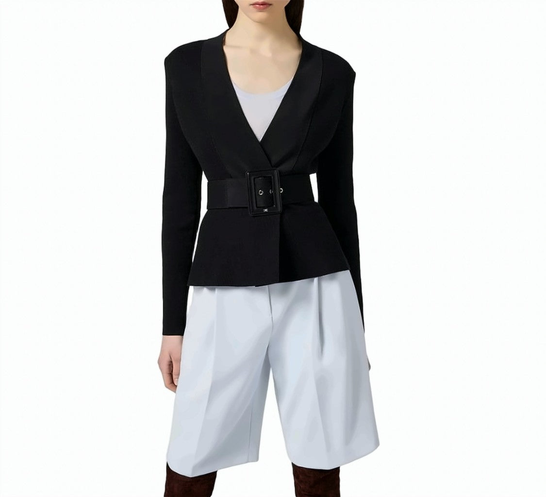 Elisabetta Franchi Tailored Knitted Jacket With Padded Shoulders