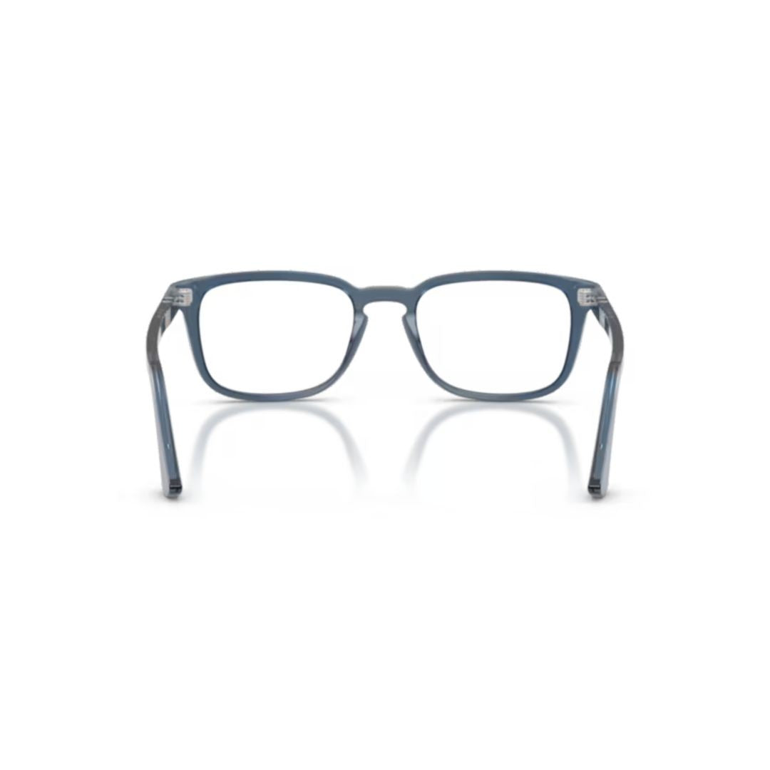 Persol 0Po3382v Translucent Blue Acetate Rectangular Eyeglasses With Silver Accents
