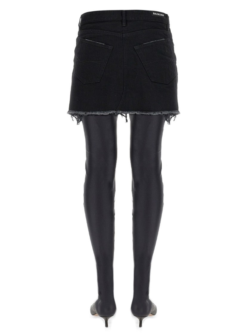Balenciaga Cut-Up Mini Skirt In Japanese Denim