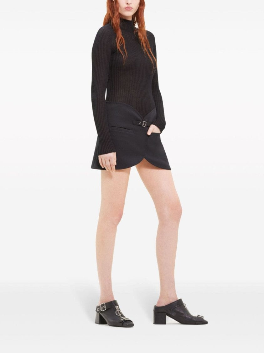 Courrèges Thigh-Length Black Twill Skirt