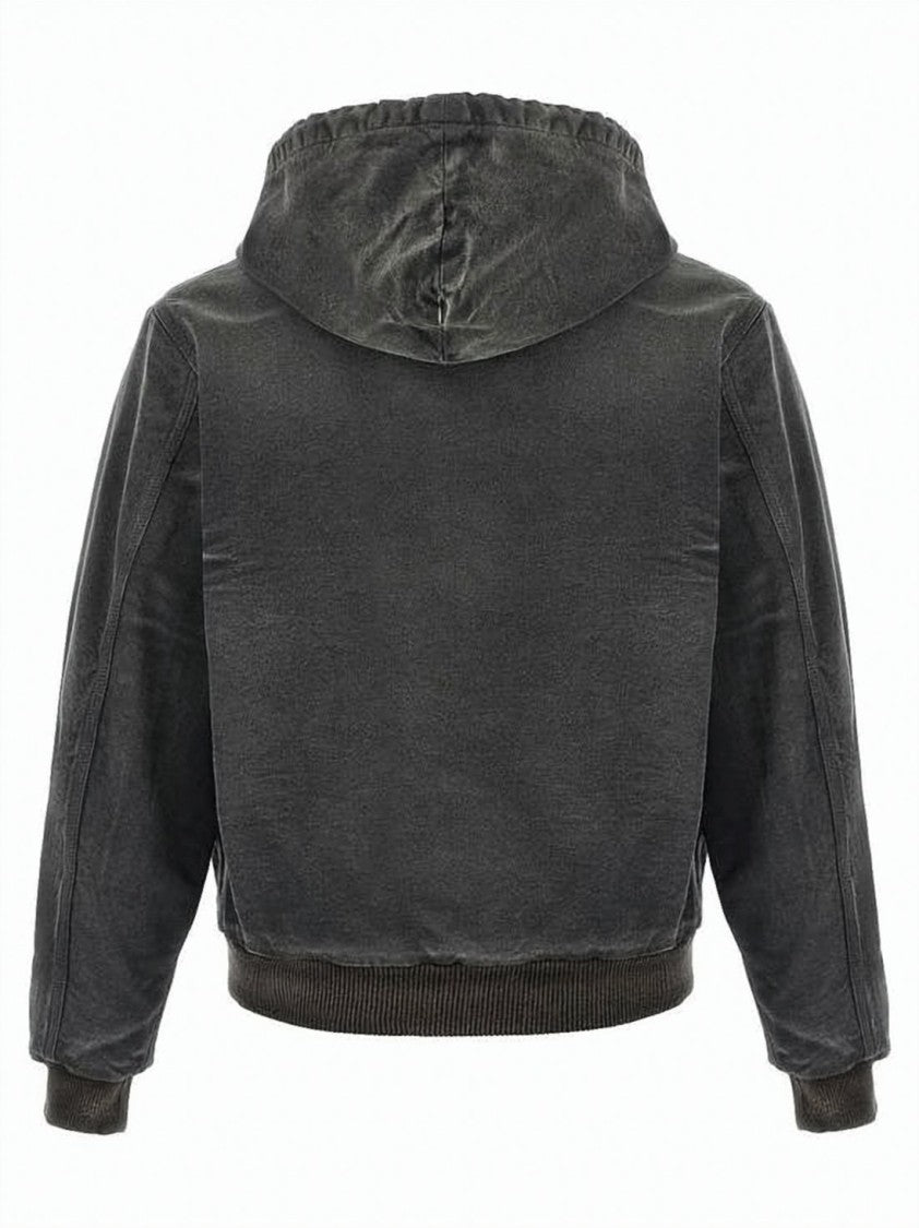 Auralee Cropped Grey Hoodie With Drawstring Hood