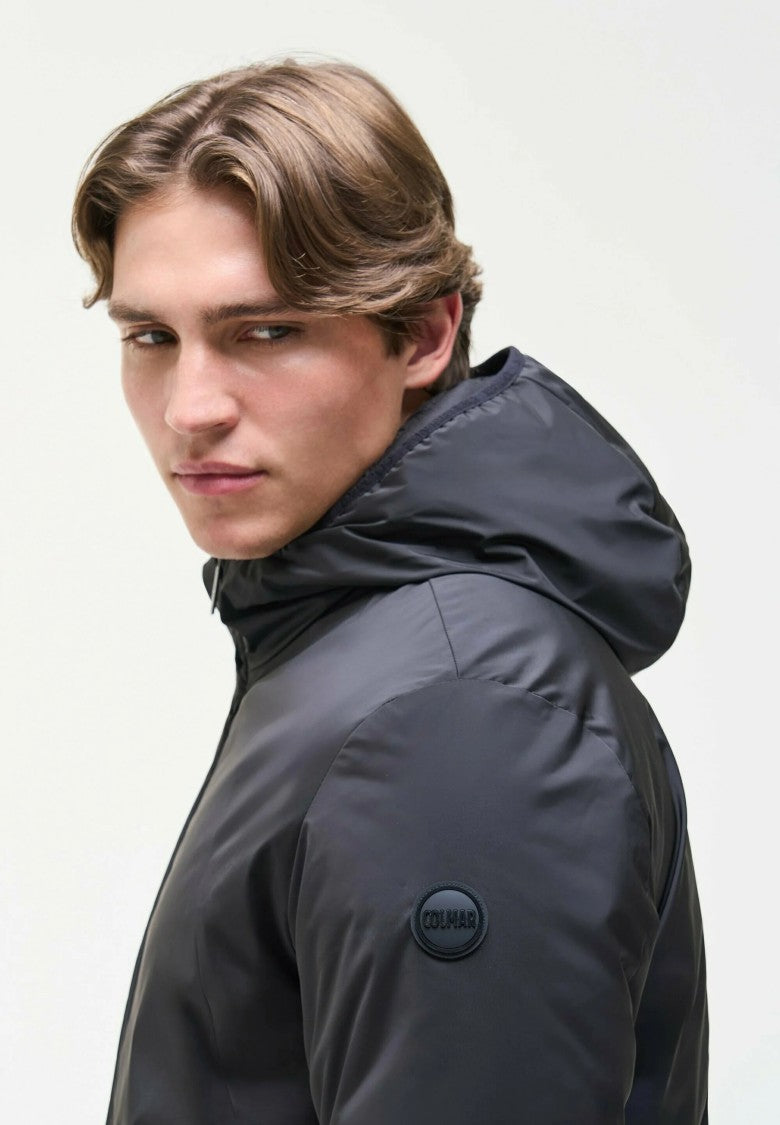 Colmar Black Minimalist Hooded Zip Jacket