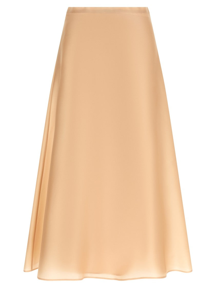 Alberta Ferretti Flared Silk Midi Skirt With Side Zip Closure