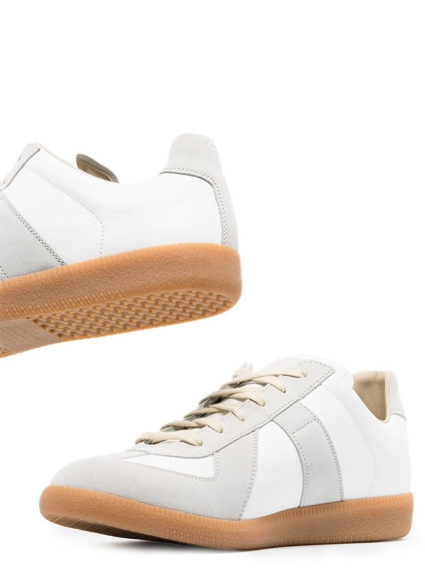Maison Margiela Calfskin White Sneakers With Grey Accents