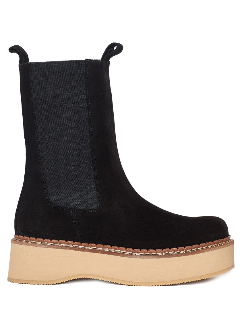 Paloma Barceló Black Suede Chelsea Ankle Boots