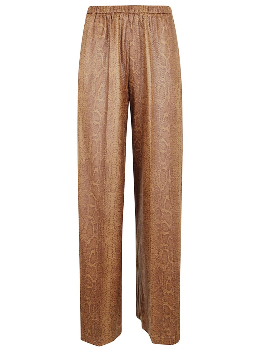 Forte Forte Tailored Straight-Leg Trousers With Elastic Waistband And Subtle Snake Print