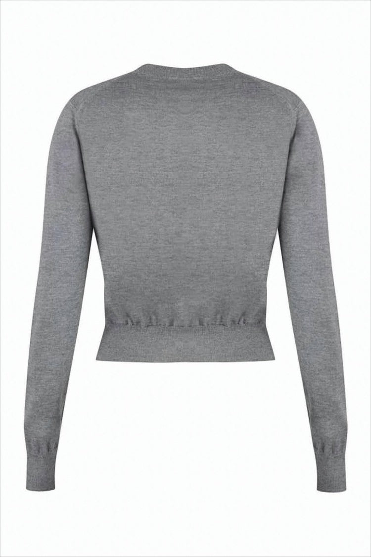 Maison Kitsuné Cropped Grey Cardigan With Button-Down Front