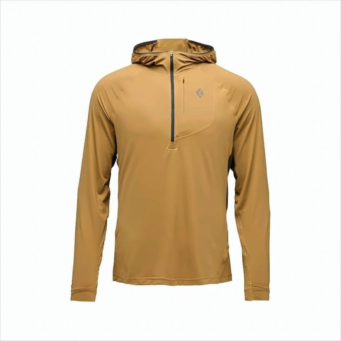 Black Diamond Hooded Long-Sleeve Activewear Top With Half-Zip Closure
