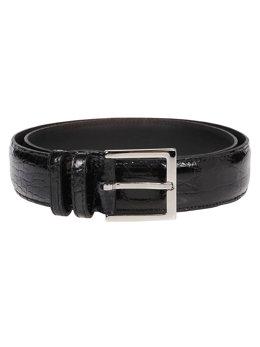 Orciani Crocodile-Cow Leather Textured Belt