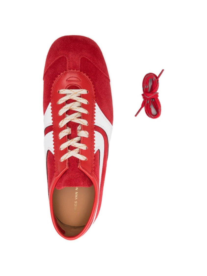 Dries Van Noten Low Profile Red Suede Sneakers