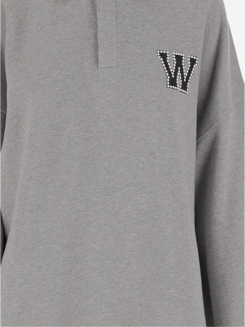 We11 Done Cotton Polo Sweatshirt With Signature Logo