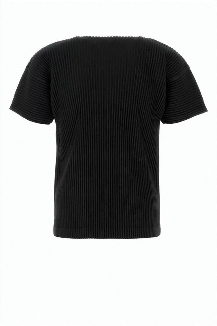 Homme Plissé Issey Miyake Pleated Black T-Shirt With Boxy Silhouette