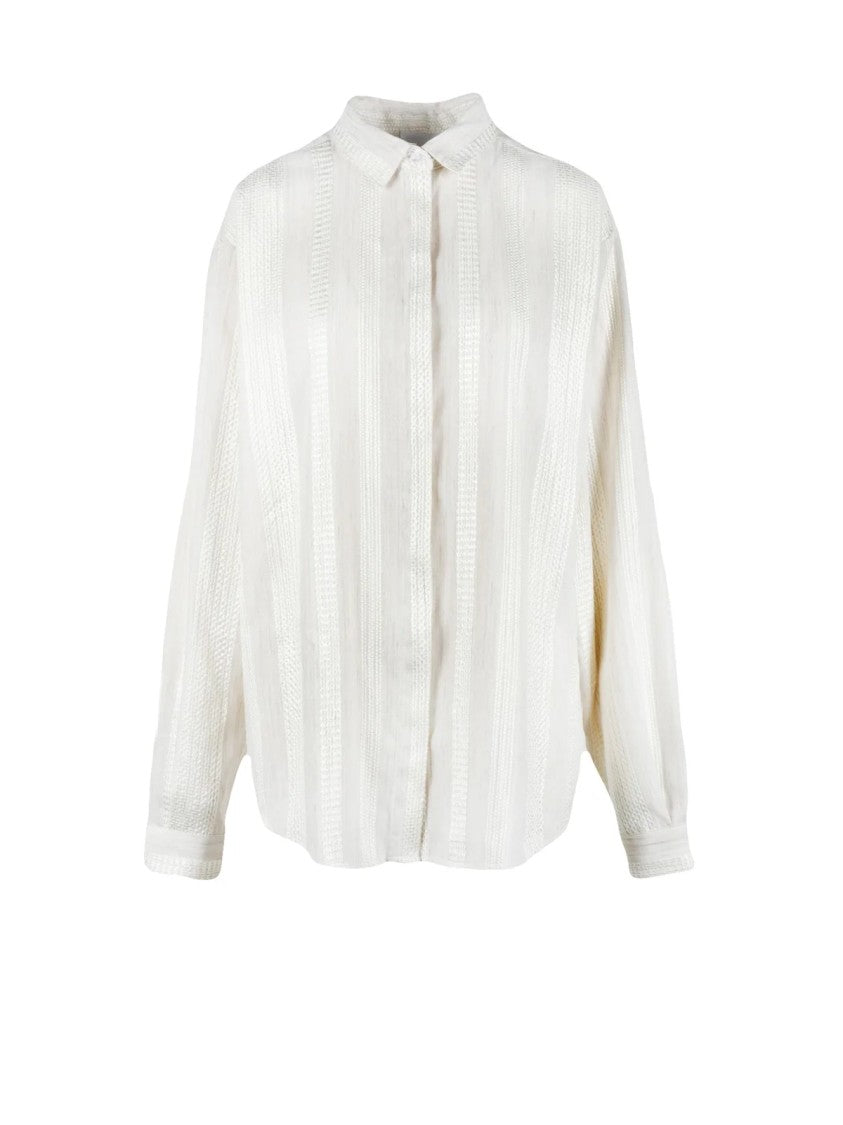 Black Coral Beige Mixed Fabric Shirt