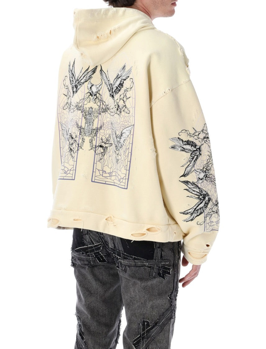 Who Decides War Ascension Distressed Graphic Hooded Pullover