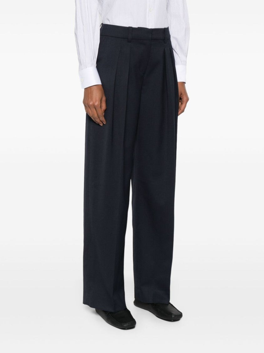 The Frankie Shop Daytona Pants In Navy Virgin Wool Blend