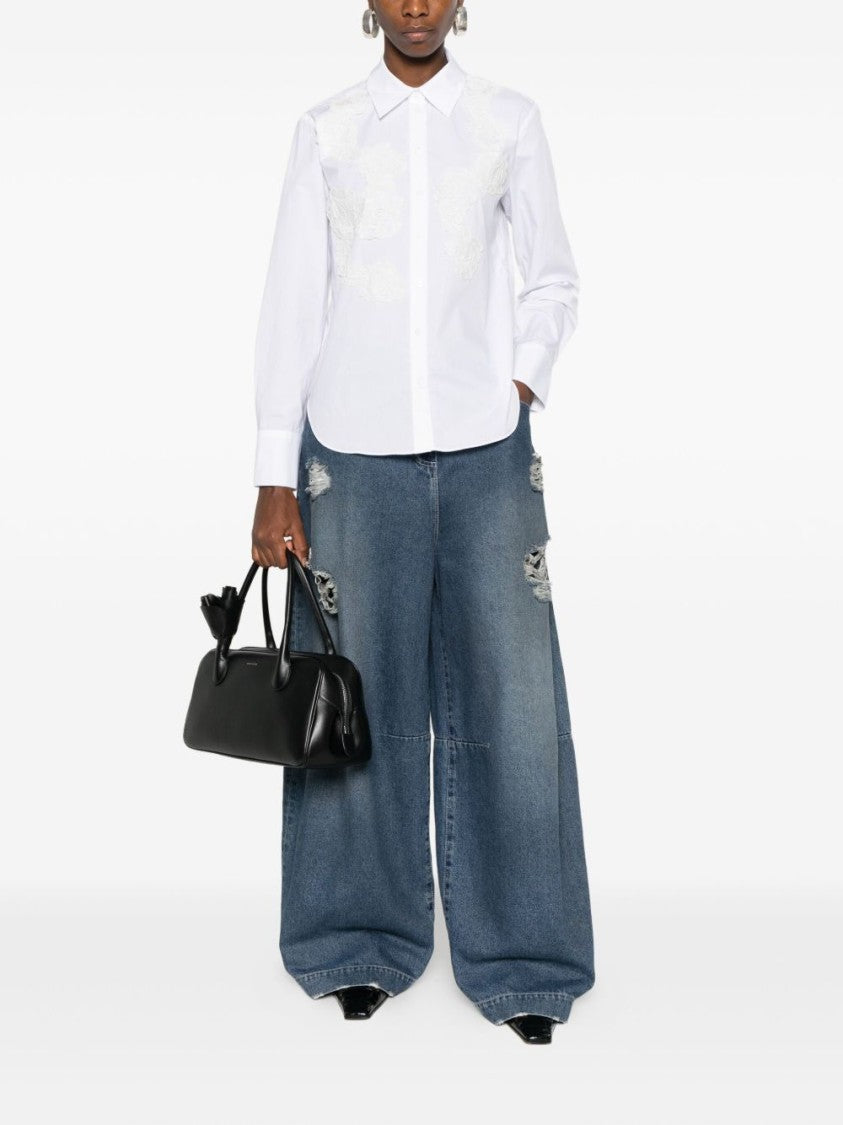 Blugirl Classic Button-Down Shirt With Delicate Floral Embroidery