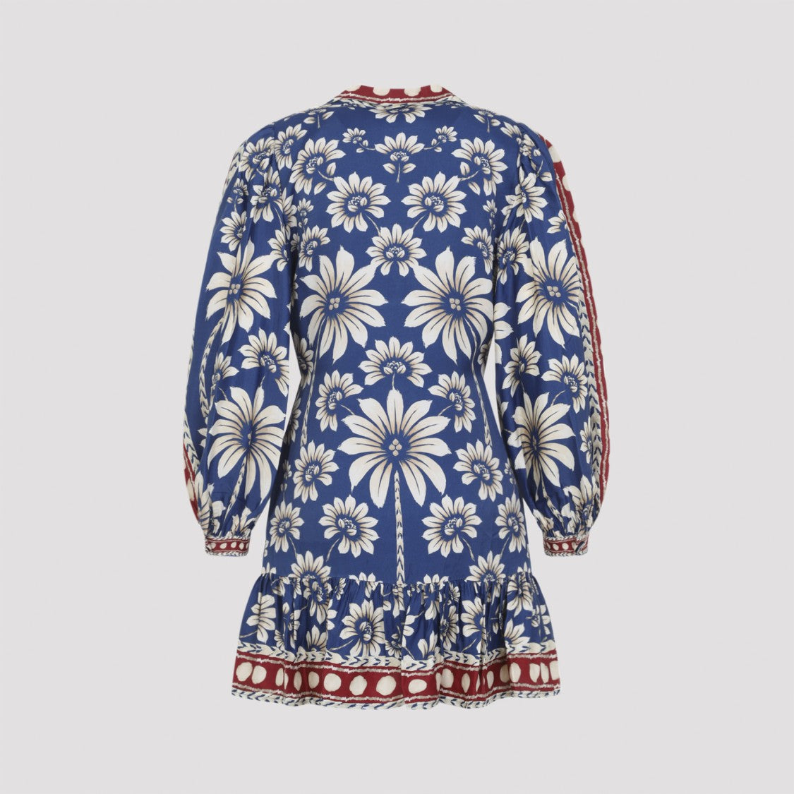 Farm Rio Blue Floral Mini Dress With Puffed Sleeves