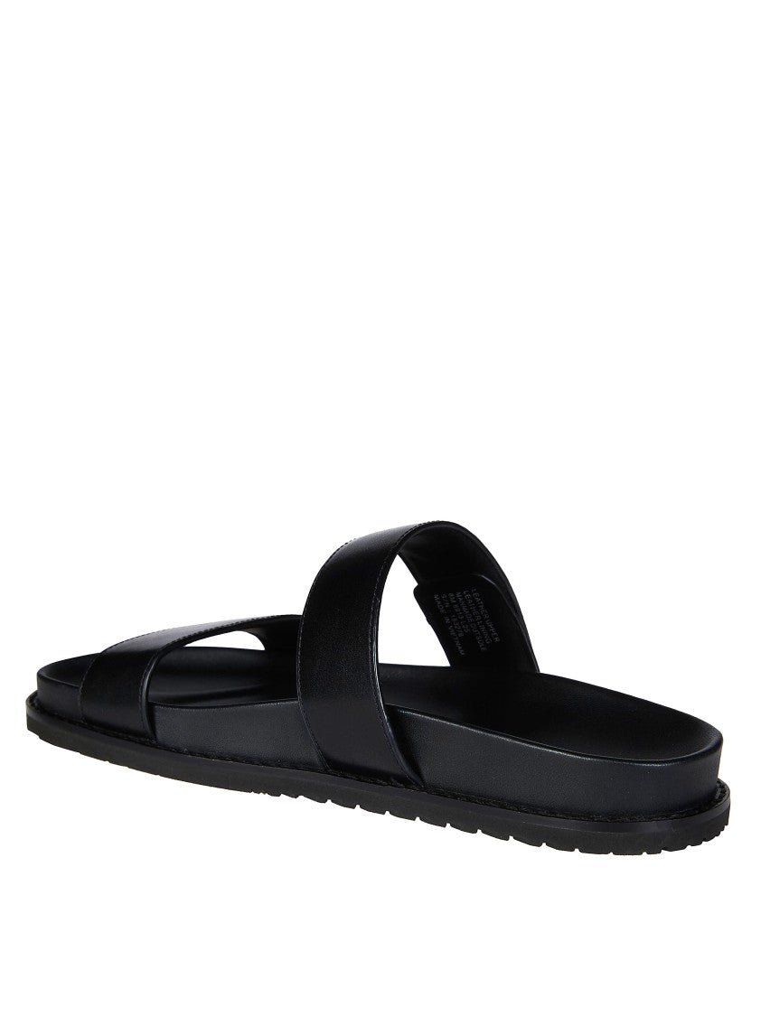 Tory Burch Romy Leather Metallic Emblem Slides