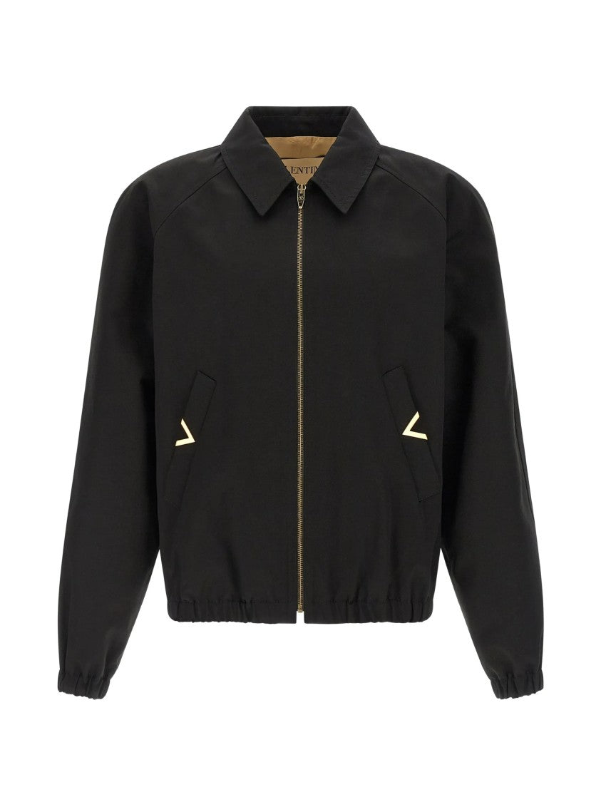 Valentino Black Vgold Cropped Cotton Jacket
