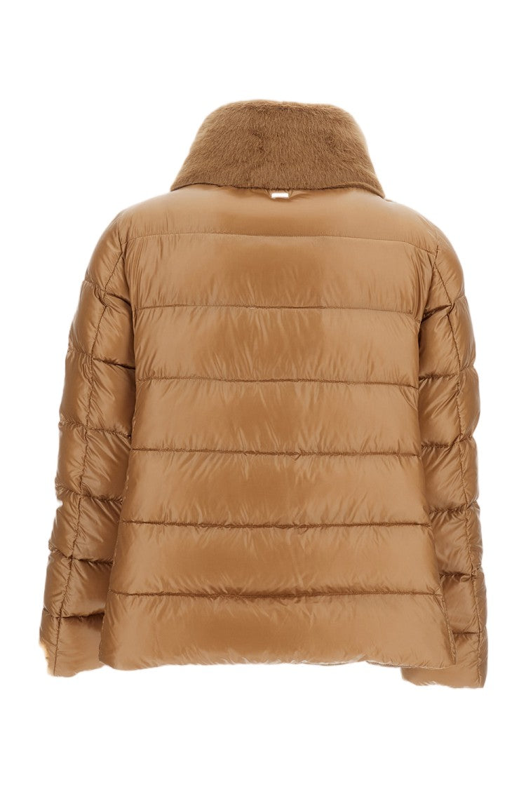 Herno High Neck Faux Fur-Lined Down Jacket With Boxy Silhouette