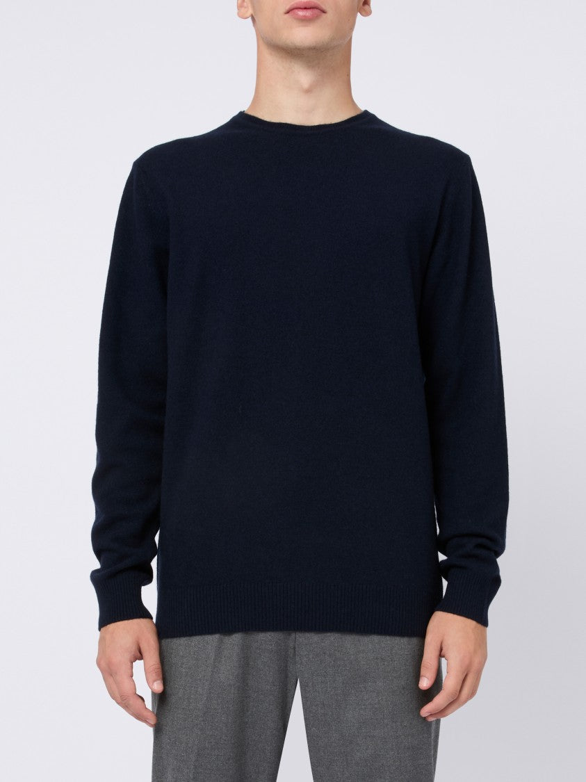 Daniele Fiesoli Navy Blue Wool/Cashmere Blend Crew Neck Sweater