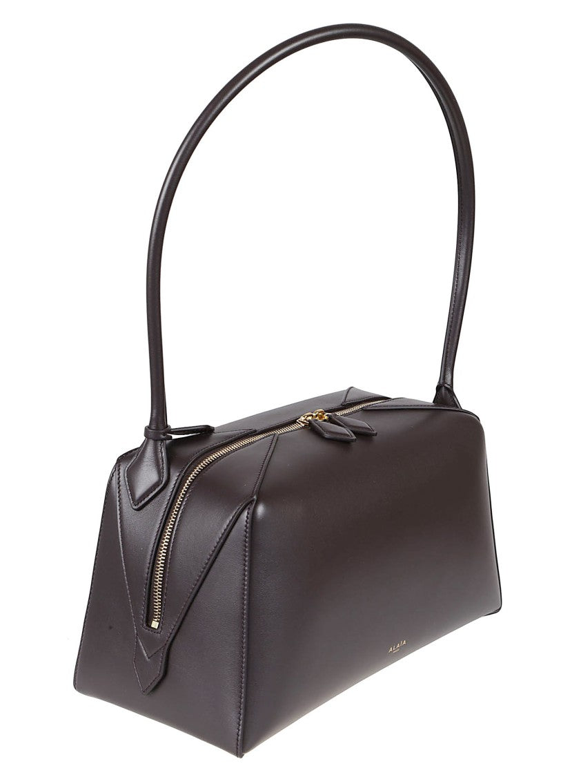 Alaïa Structured Brown Bowling Shoulder Bag With Tubular Handle
